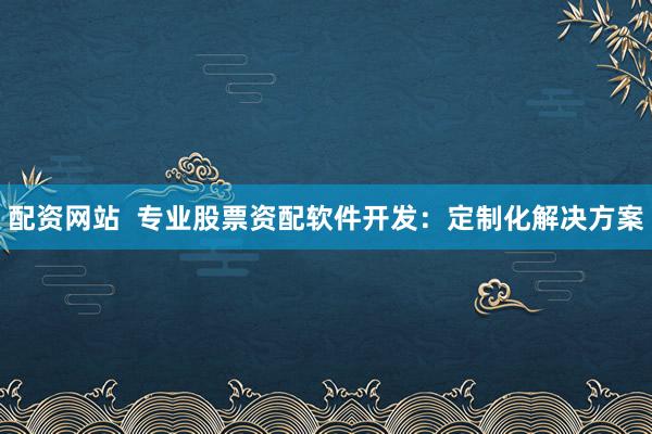 配资网站  专业股票资配软件开发：定制化解决方案