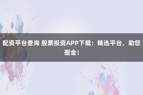 配资平台查询 股票投资APP下载：精选平台，助您掘金！