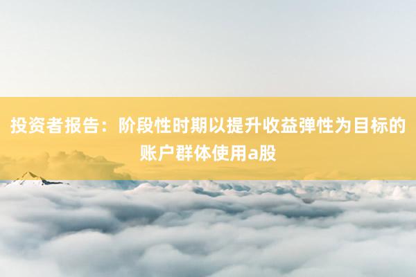 投资者报告：阶段性时期以提升收益弹性为目标的账户群体使用a股