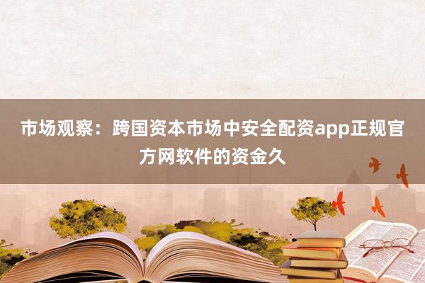 市场观察：跨国资本市场中安全配资app正规官方网软件的资金久