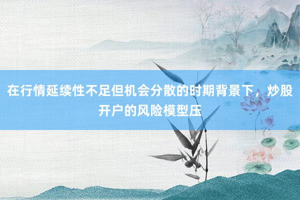 在行情延续性不足但机会分散的时期背景下，炒股开户的风险模型压