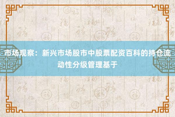 市场观察：新兴市场股市中股票配资百科的持仓流动性分级管理基于