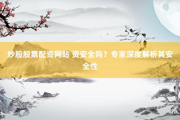 炒股股票配资网站 资安全吗？专家深度解析其安全性